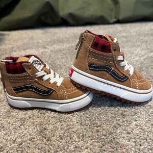 Vans Kids Tan and Black High-Top Sneakers